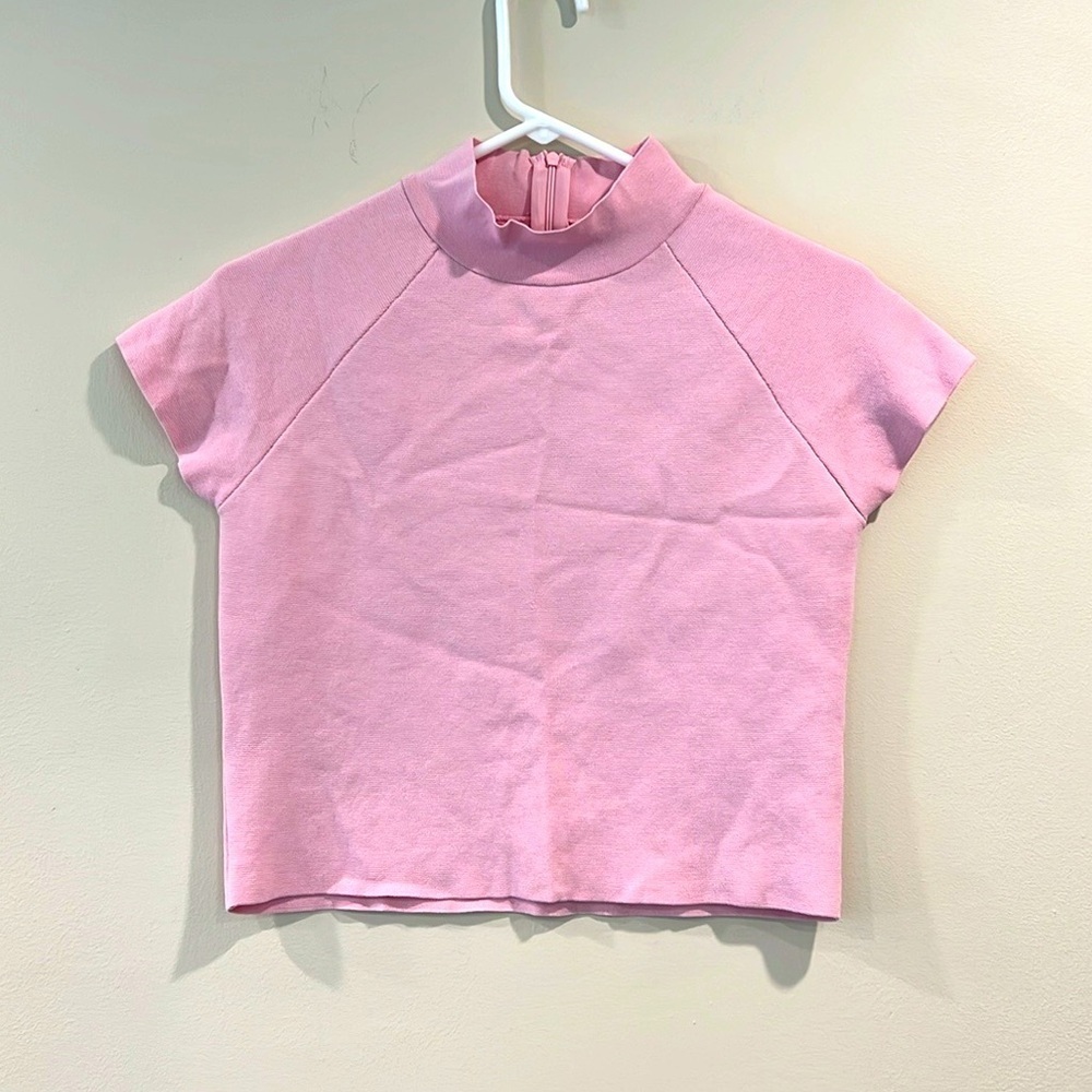 🔥Zara Pink Mock Neck Short Sleeve Top🔥